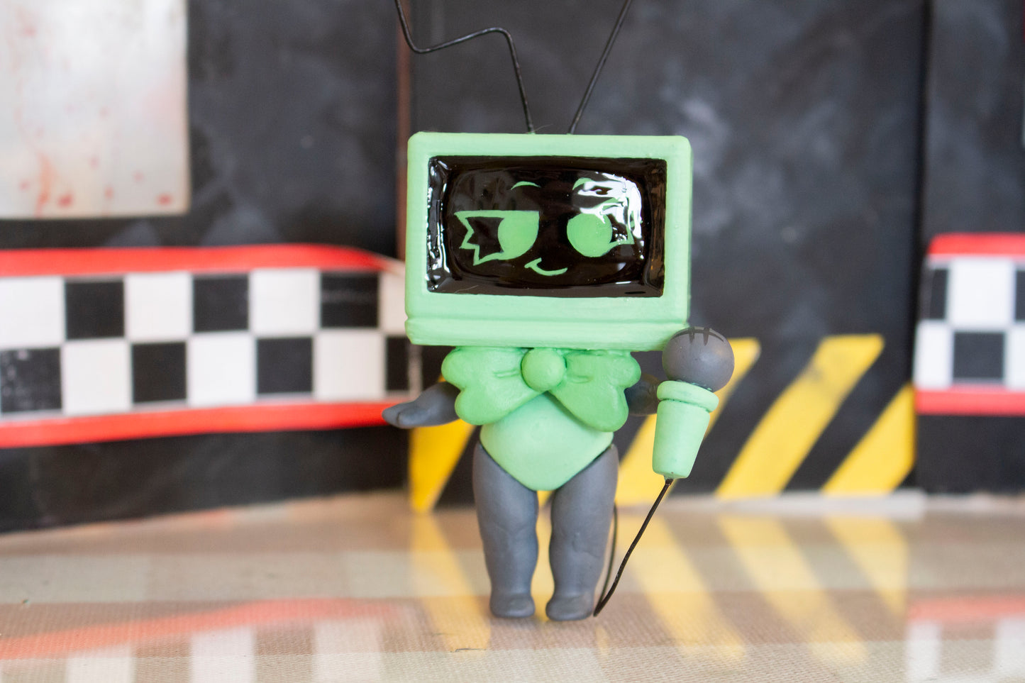 Green TV Head Microphone Girl