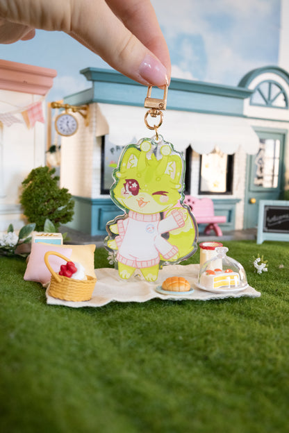 Clover Alien Cat Acrylic Keychain