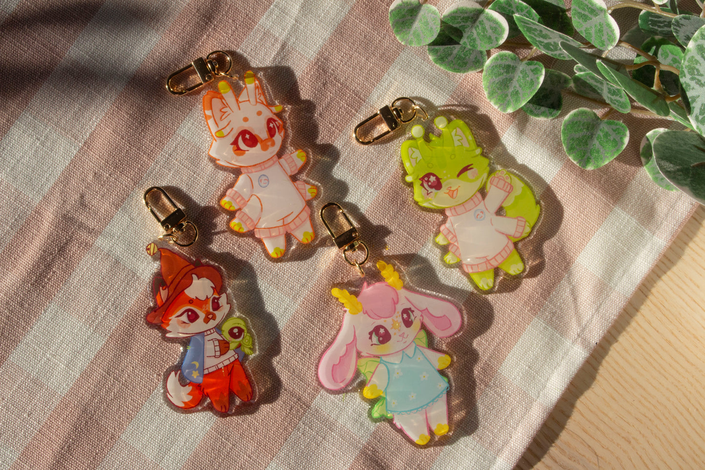 Clover Alien Cat Acrylic Keychain